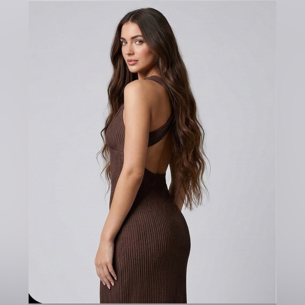 Ribbed Espresso Maxi – Criss-Cross Back Brown - Picture 2 of 8